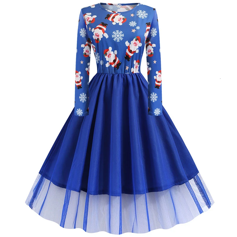 2019 осень зима Рождественские свитера с длинными рукавами и платье принтом