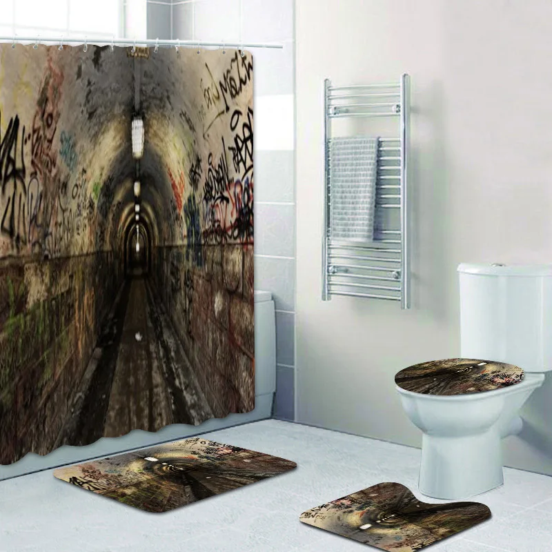 Занавеска для душа в готическом стиле с изображением темного кладбища