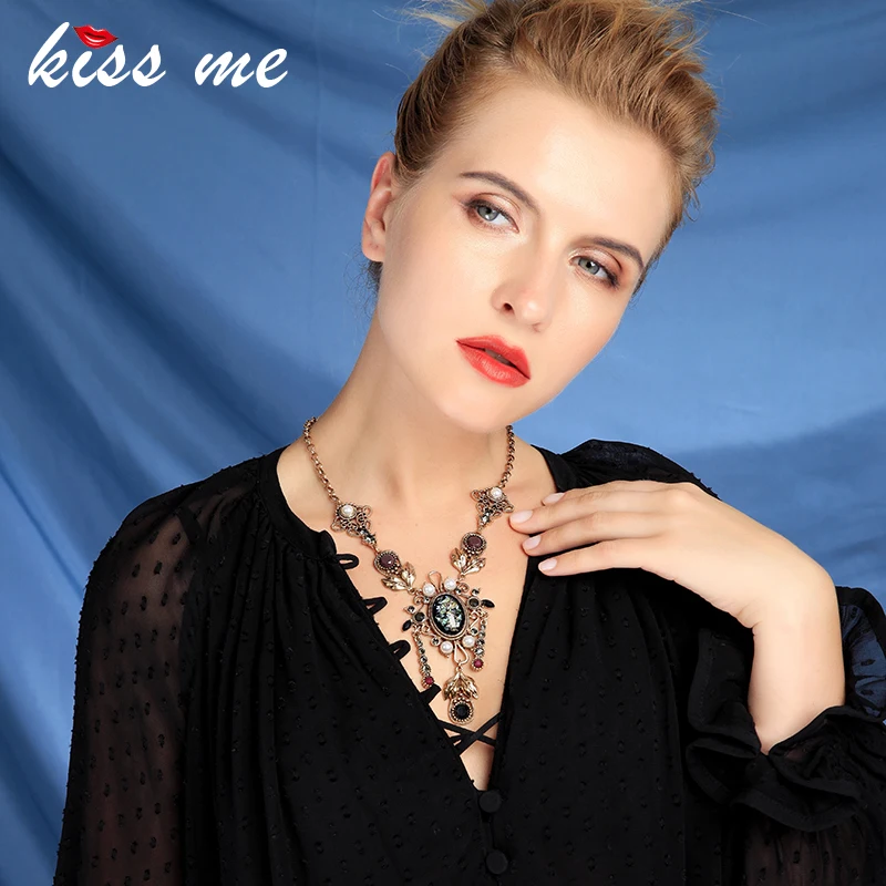 KISS ME старинное золотое ожерелье нового дизайна геометрические Женские аксессуары ожерелье s& Подвески