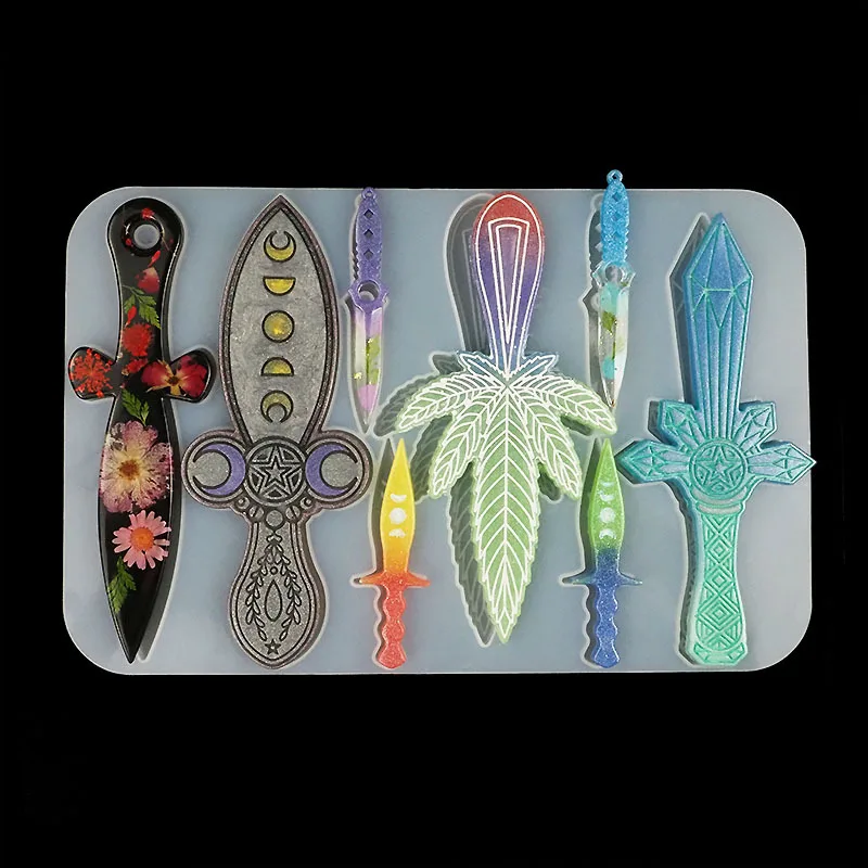 

Resin Dagger Resin Molds Silicone Molds for Epoxy Resin with 8Different Shape Sword Resin Mold for Keychain Decoration Cosplay