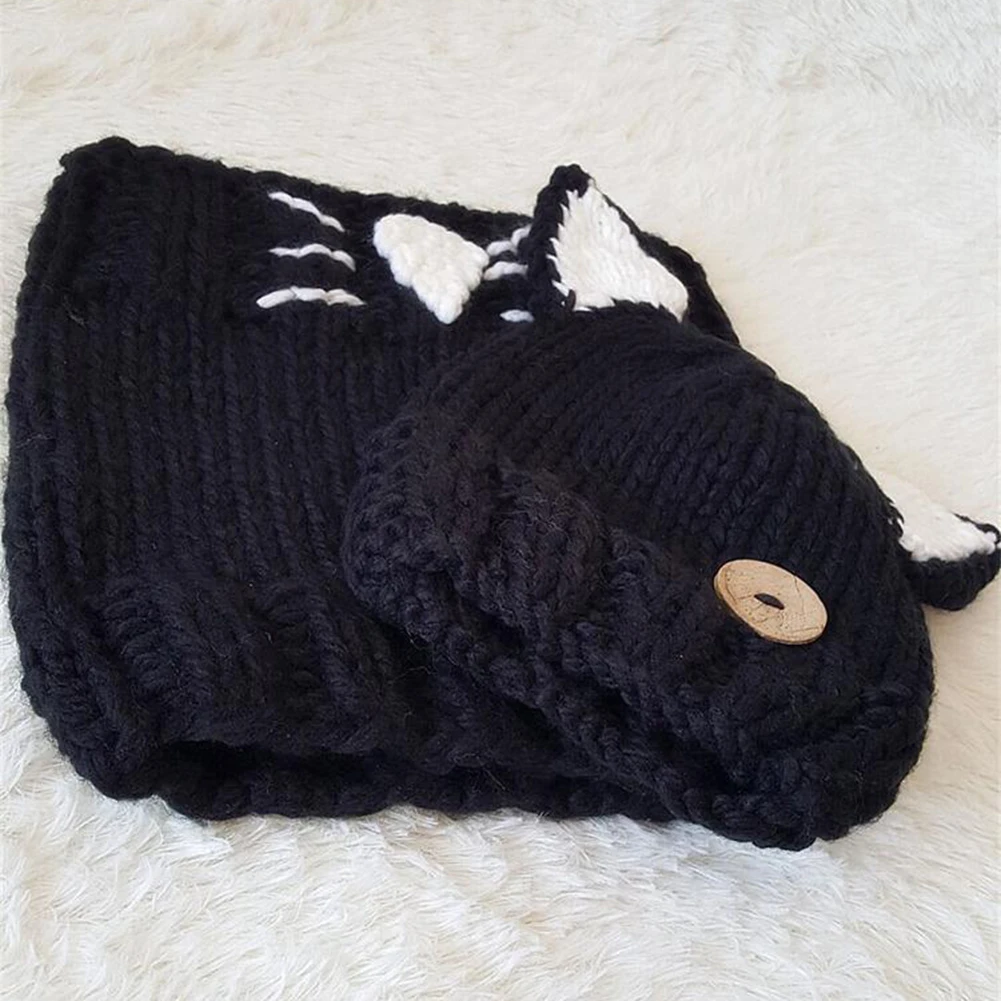 

Winter Kids Ears Handmade Beanie Hat Scarf Sets Toddler Infant Baby Warm Earflap Knitted Cap Hooded Scarf