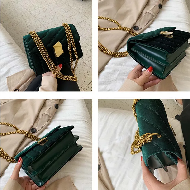 Luxury women clutch bag high quality velvet chain female designer shoulder Messenger bag evening package party small square bags