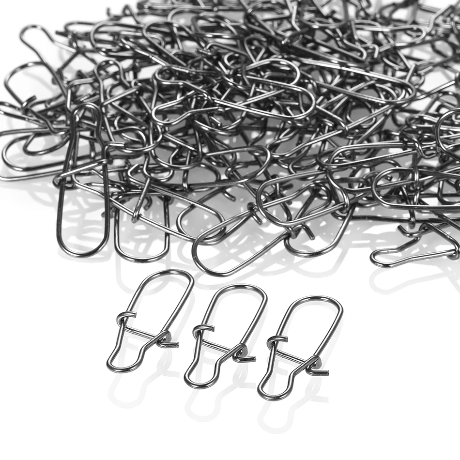 50pcs/lot Stainless Steel Fishing Connector Fast Clip Lock Snap Swivel Solid Rings Safety Snaps Fishing Hook Tool Snap Pesca