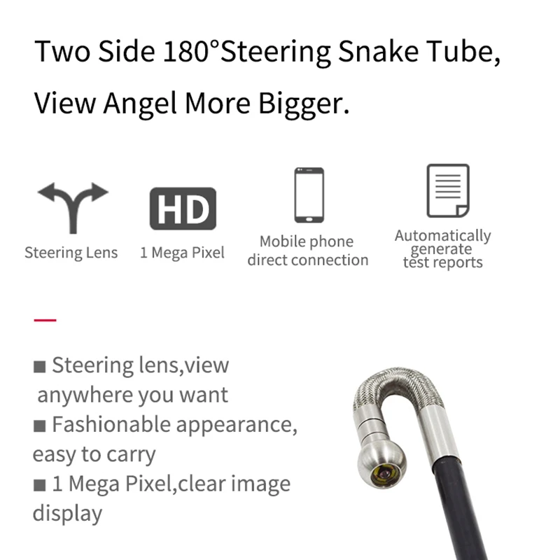 Промышленная камера-эндоскоп управляемый 720P IP67 бороскоп 5 мм зарядных порта USB