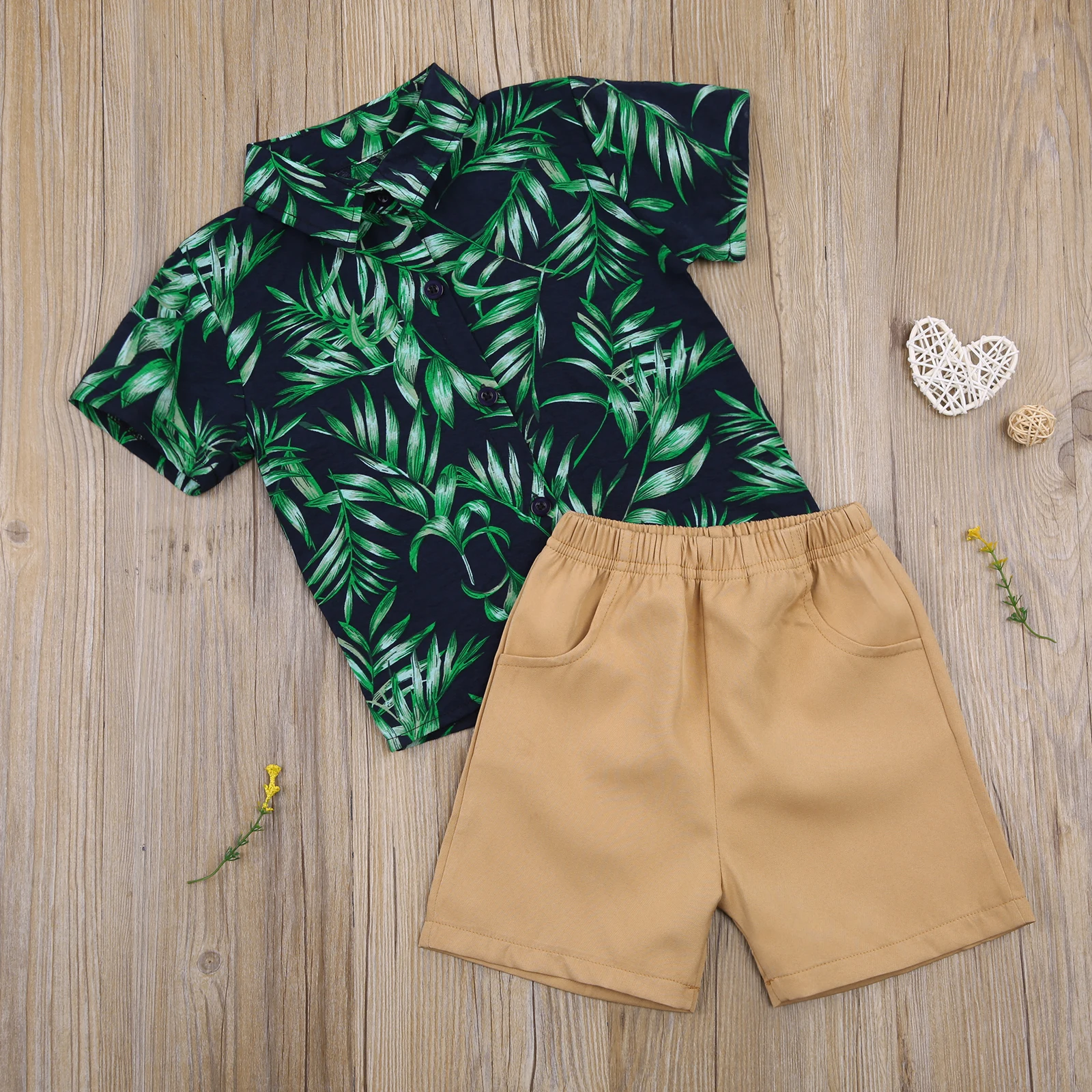 

Lioraitiin 2-7Years Toddler Baby Boy Summer Clothing Set 2Pcs Short Sleeve Turn-down Collar Top Shirt Shorts Outfit