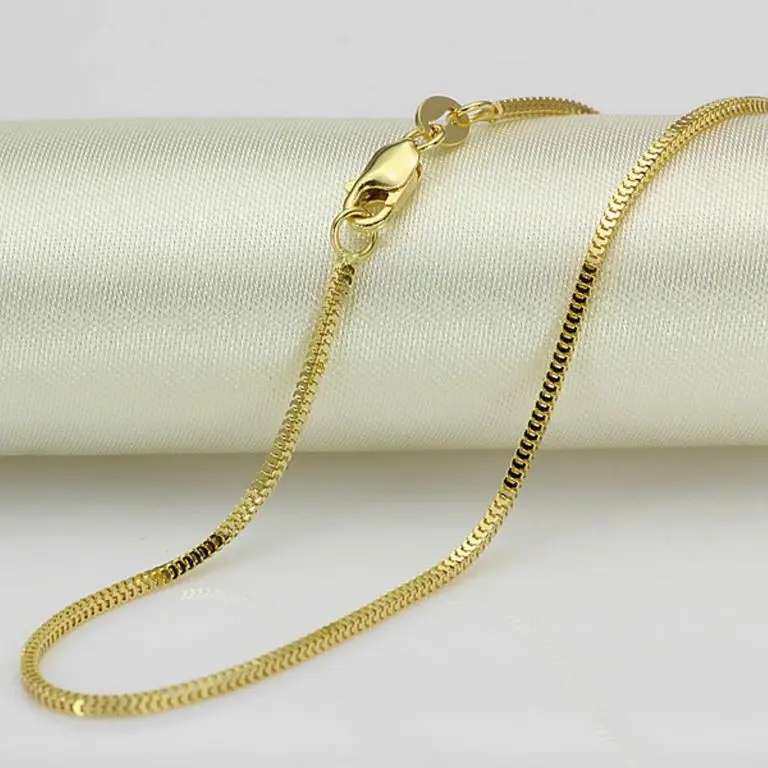 18K Yellow Gold Новая настоящая Au750 18K цепочка из белого золота Женская Милана боковая Ссылка Ожерелье 2-2,5 г 18 дюймов 16 дюймов - Цвет камня: 18K Yellow Gold