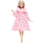 Шарнирное платье ручной работы для куклы Барби Одежда для куклы белое розовое пальто Мягкий меховой свитер зимний теплый наряд Детская игрушка подарок аксессуары