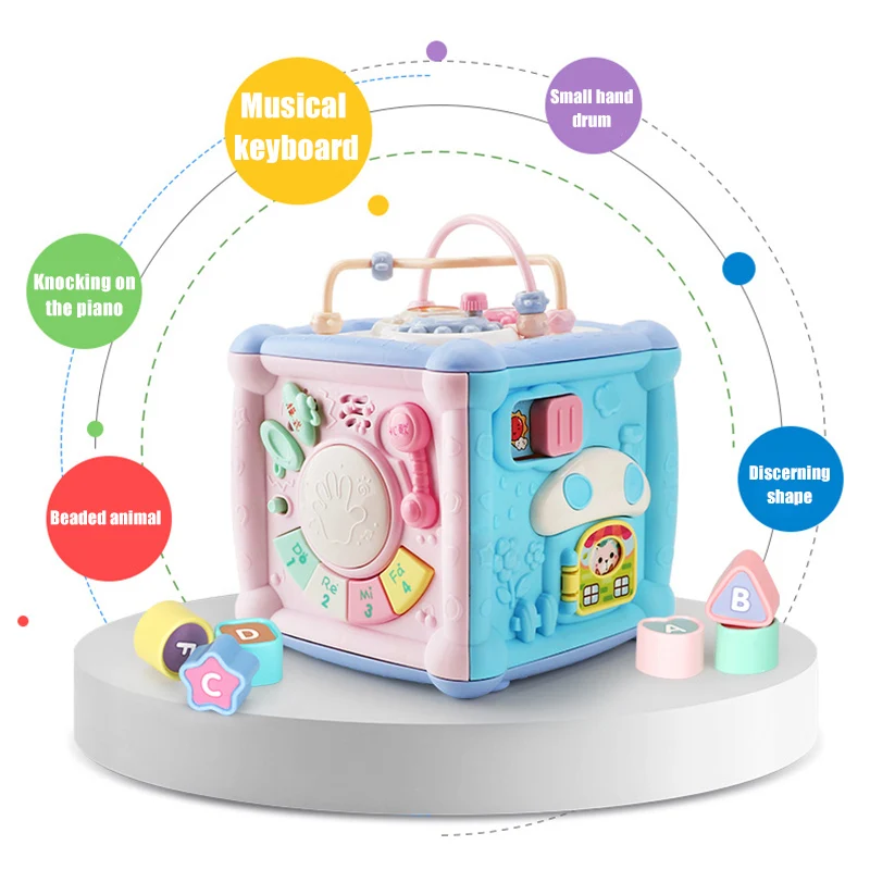 

Hot Selling Multifunction Game Box Toy with Telephone Drum Music Light for Kids Toddler Educational LBV