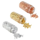 1 шт., имитация золота, серебра, меди, листья, хлопья, фрагменты, DIY 3D наклейка для ногтей, чешуйчатая живопись, инструмент для выпечки, украшение