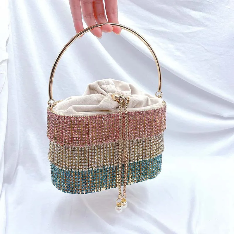 

2021 Amzbeans Store Women Diagonal Chain Diamond Dinner Handbags Pearl Large Capacity Evening Clutch Bags for Wedding Party