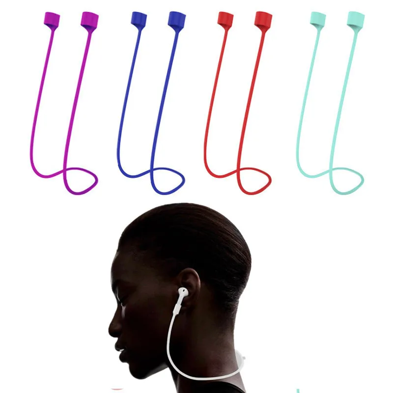 

70cm Magnetic Anti Lost Earphone Strap Lanyard Silicone Cable Cord Bluetooth Wireless Headphone Heading Hanging Neck Rope Holder