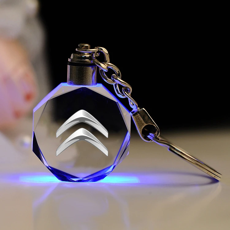 Креативный брелок для тюнинга автомобиля из стекла цветные огни Citroen значок пара
