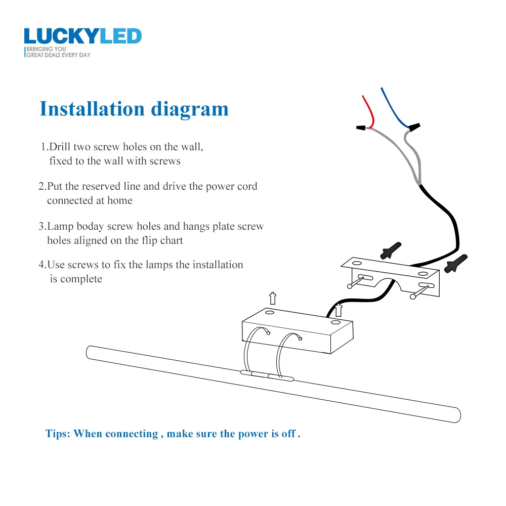 

LUCKYLED Modern Led Mirror Light 8W 12W AC90-260V Wall Mounted Industrial Wall Lamp Bathroom Light Waterproof Stainless Steel