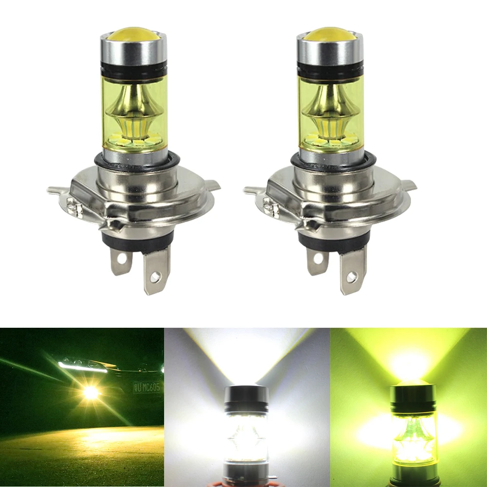 2 шт. автомобиль H4 led 2835 светодиодные противотуманные фары светильник s 20SMD 4300k золотистого цвета; Цвет: желтый; высокое Мощность лампы для фар дальнего света светильник противотуманные лампы Автомобильные светодиодные лампы 12v