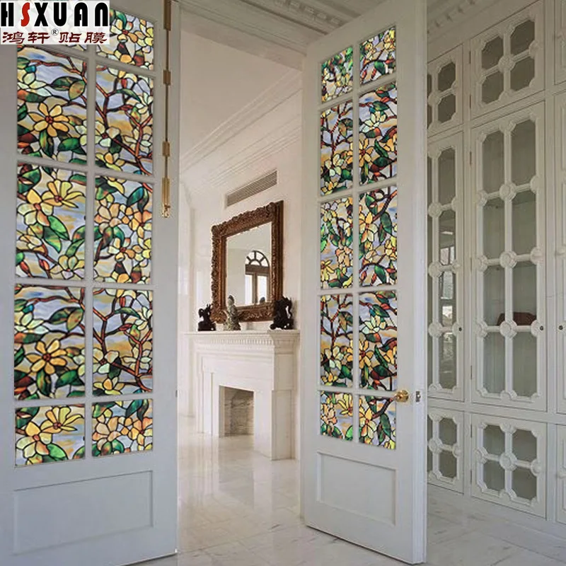 Stained glass doors and windows with decals self-adhesive reflective privacy tones electrostatic thermal insulation | Обустройство