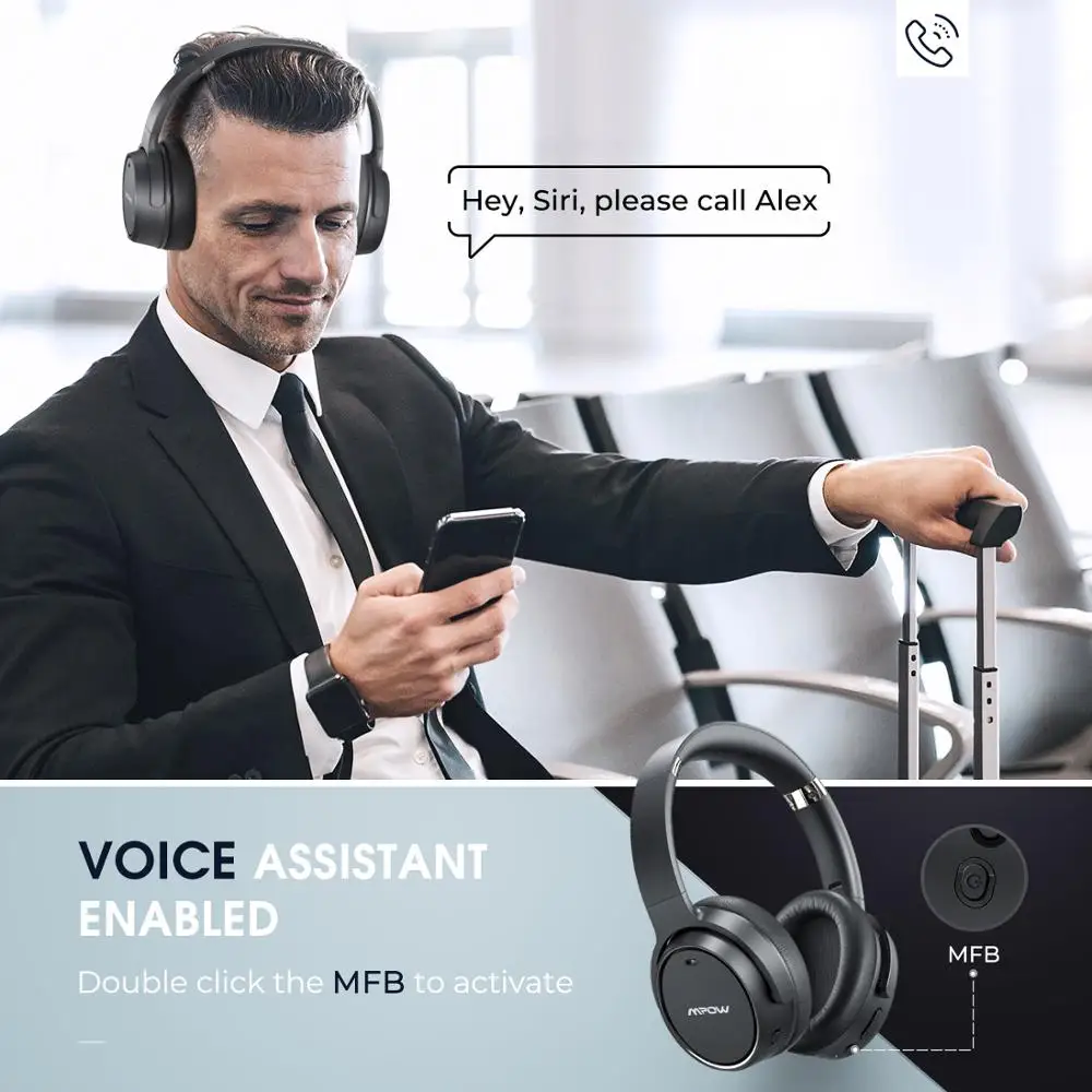 Беспроводные Накладные наушники Mpow H19 Bluetooth 5 0 активное шумоподавление гарнитура