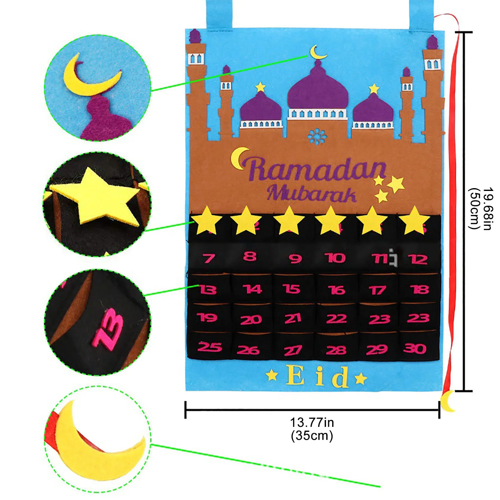 

Advent Calendar 2021 Ramadan Decorations, Ramadan Calendar 30 Days Eid Mubarak Hanging Felt Countdown Calendar For Kids Eid Gif
