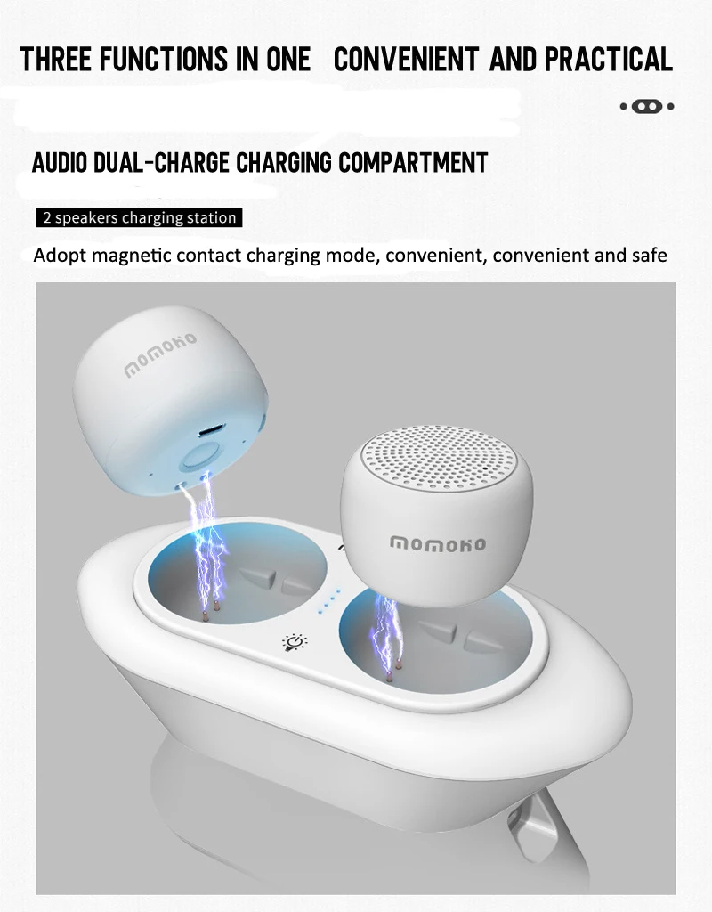 

New Bluetooth Wireless Small Speaker with Charging Case Creative TWS Stereo Pair Speaker Bluetooth 5.0 Support Selfie Hand-free