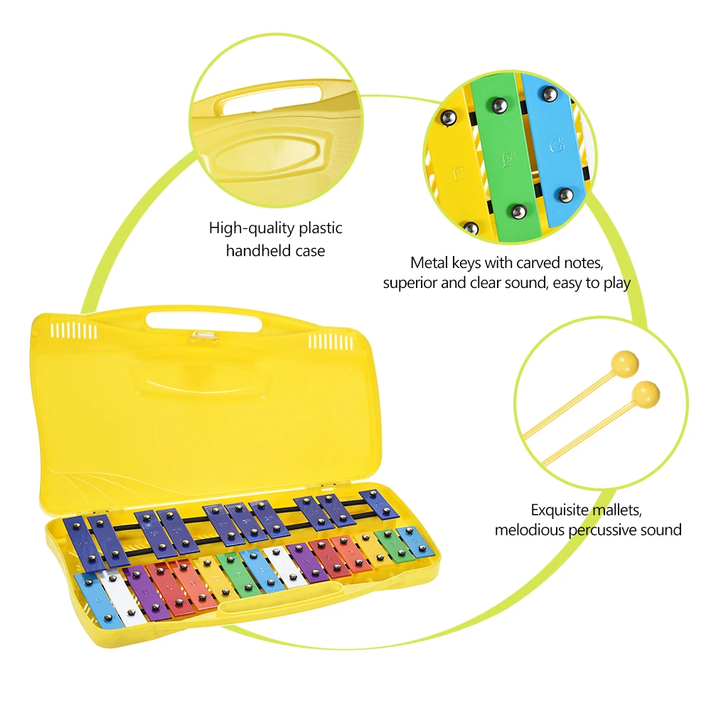 Красочный ксилофон 25 записей игрушечный музыкальный инструмент с 2 маллетами