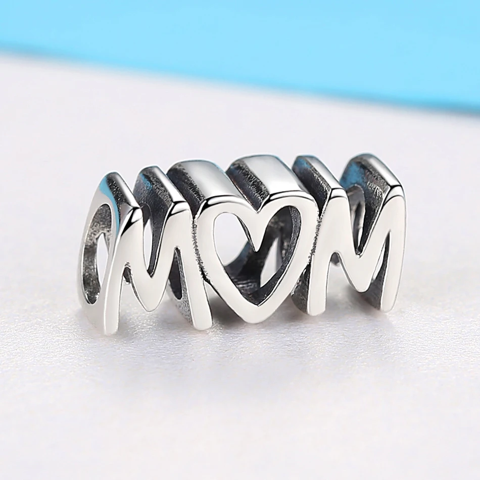 Настоящий 925 пробы Серебряный кулон с надписью Forever Love MOM оригинальный браслет