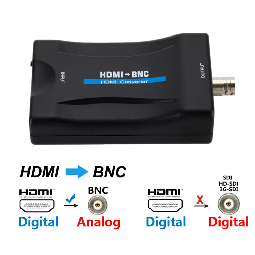PzzPss BNC To HDMI-compatible and HDMI-compatible to BNC Converter Display HD 1080P/720P Video Adapter Surveillance Monitor