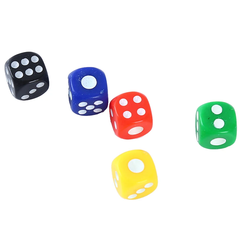 

100Pcs Acrylic13mm 5 Colors Round Corner Dices for Table Game Board Card Game Children Toys School Supply