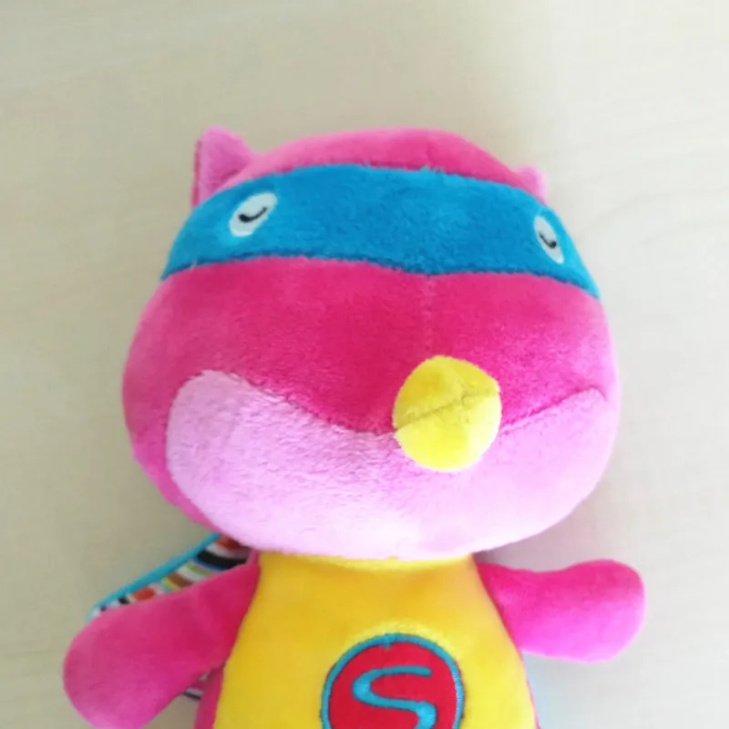 Мягкая набивная розовая лиса 22 см велбоа с синей накидкой 100% полиэстер милые