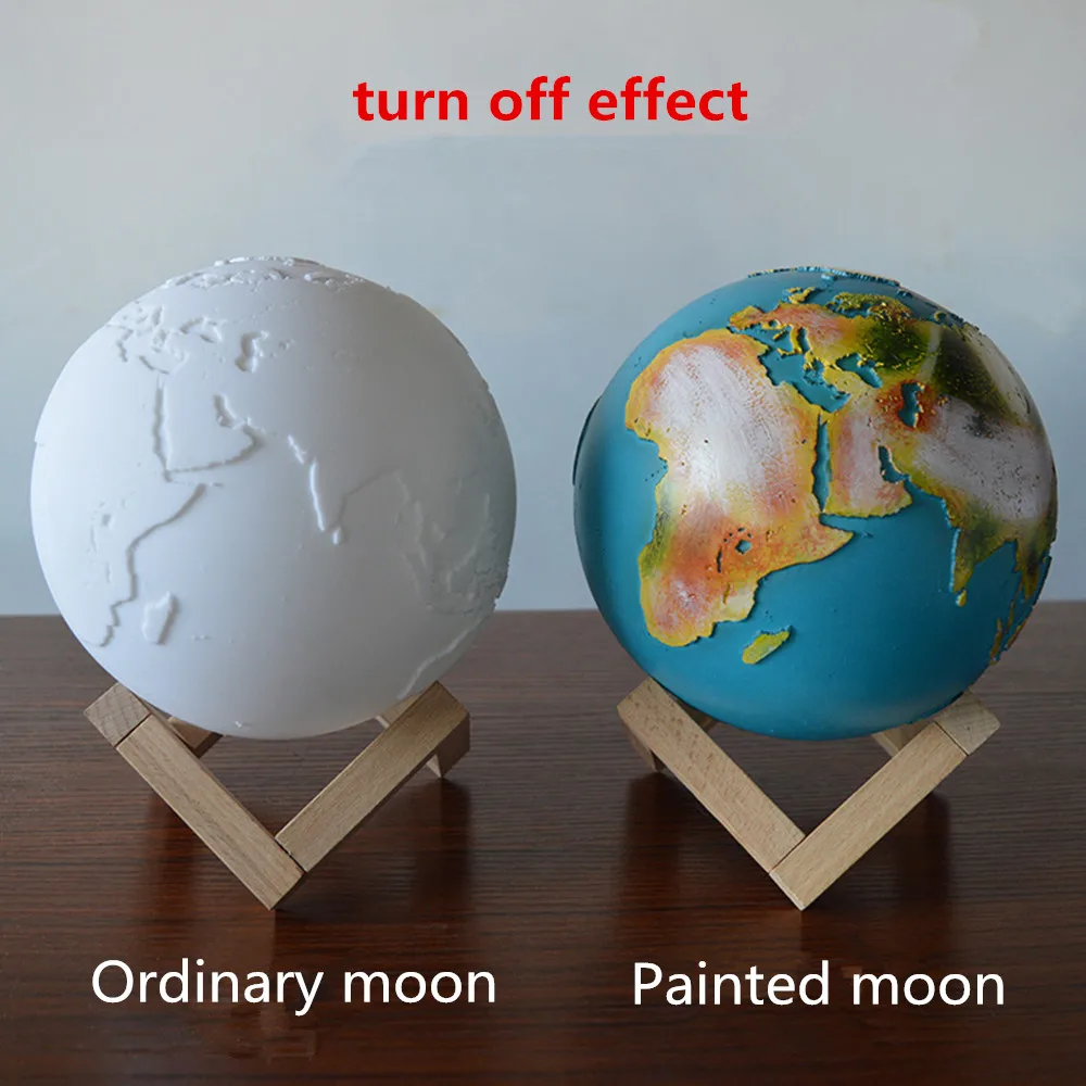 3D креативная красочная лампа с принтом земли 15 см USB перезаряжаемая Луна
