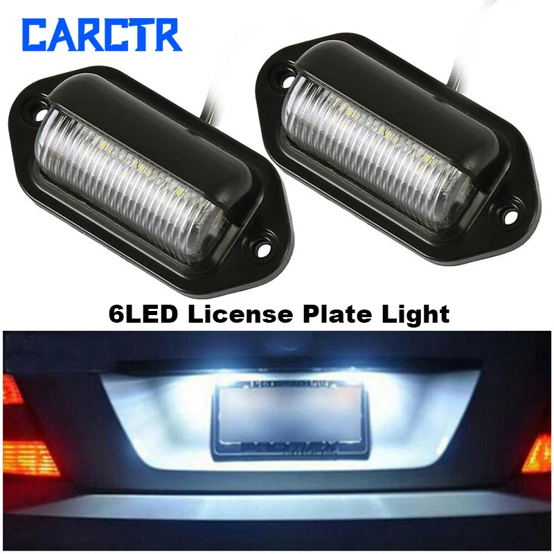 

CARCTR 1/2Pcs 12V LED Number License Plate Light for Car Truck Trailer 6500K White Light Side Warning Exterior Signal Lamps