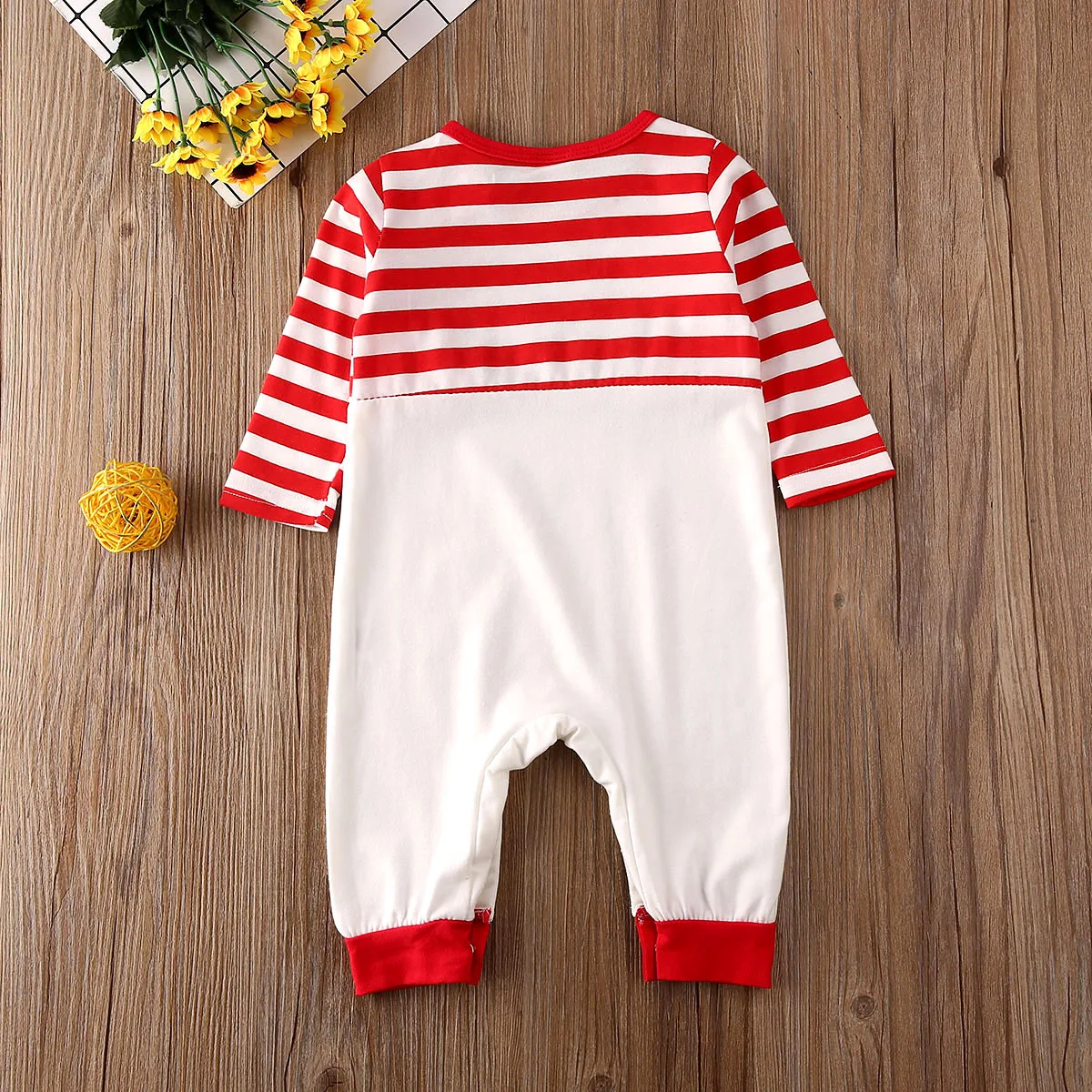 

Xmas Infant Kids Baby Girls Boys Rompers Cartoon Print Striped Long Sleeve Jumpsuits Christmas Clothes