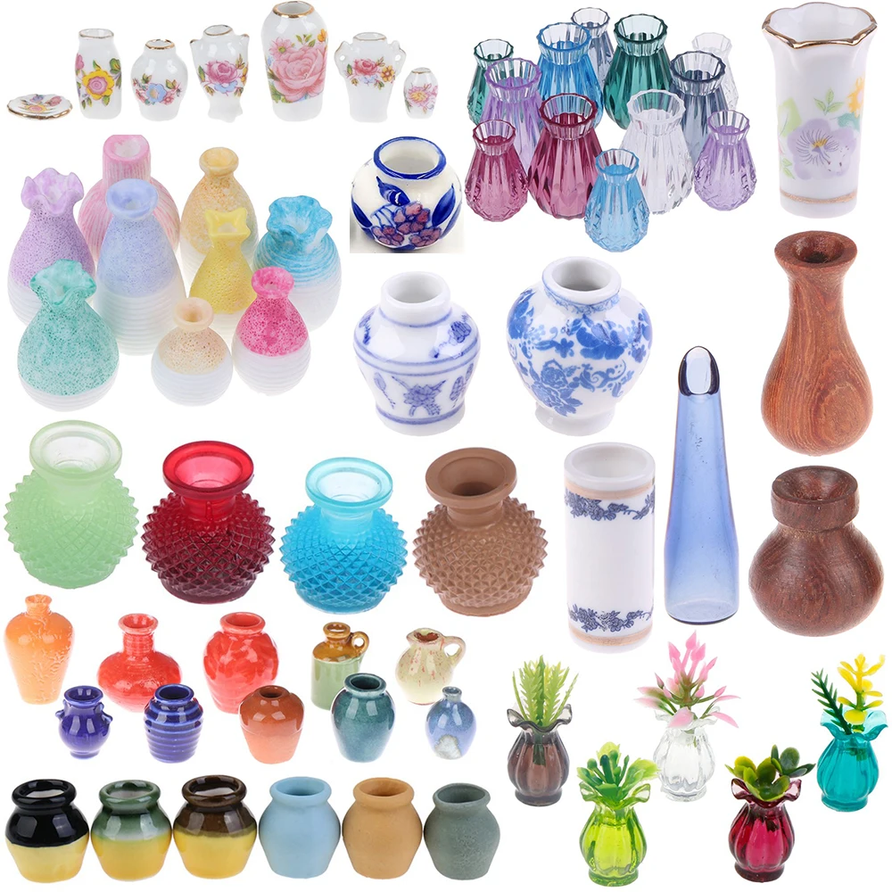 1256pcslot cute vintage porcelain flowerpot vase jar 112 scale handcrafted doll house miniature dollhouse accessories free global shipping