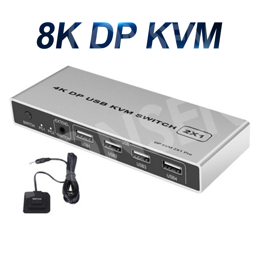 KVM консоль с двумя портами 8K USB портом 144 Гц DP переключатель 4KX2K/60 2K/144 Displayport 2 в 1