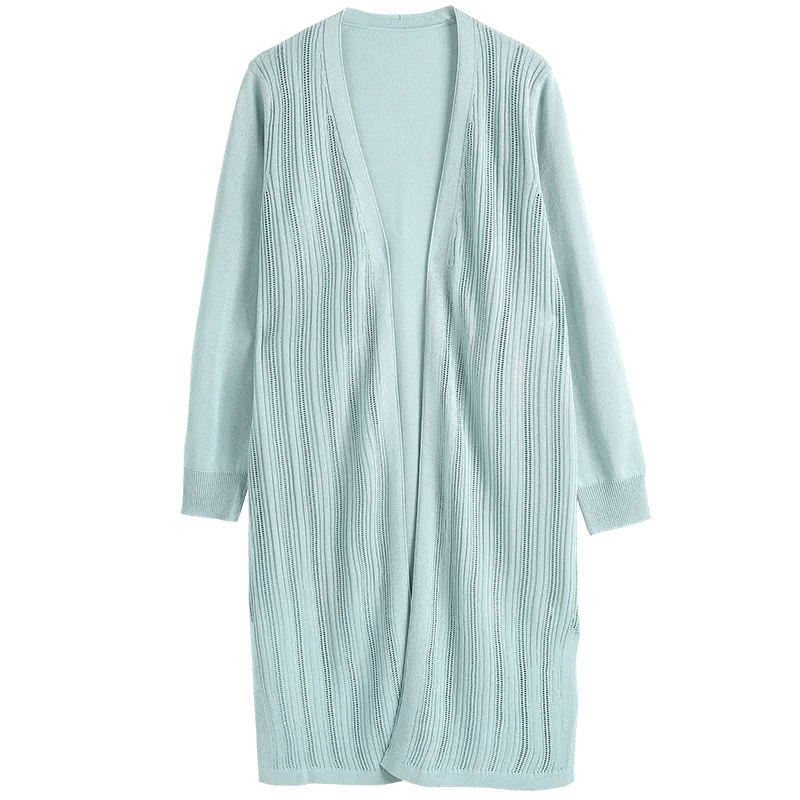 

Long Cardigan Sweater Women Spring Summer Solid Stripe Long Sleeve Sweater For Women Outerwear Thin Sun Protection Cardigans