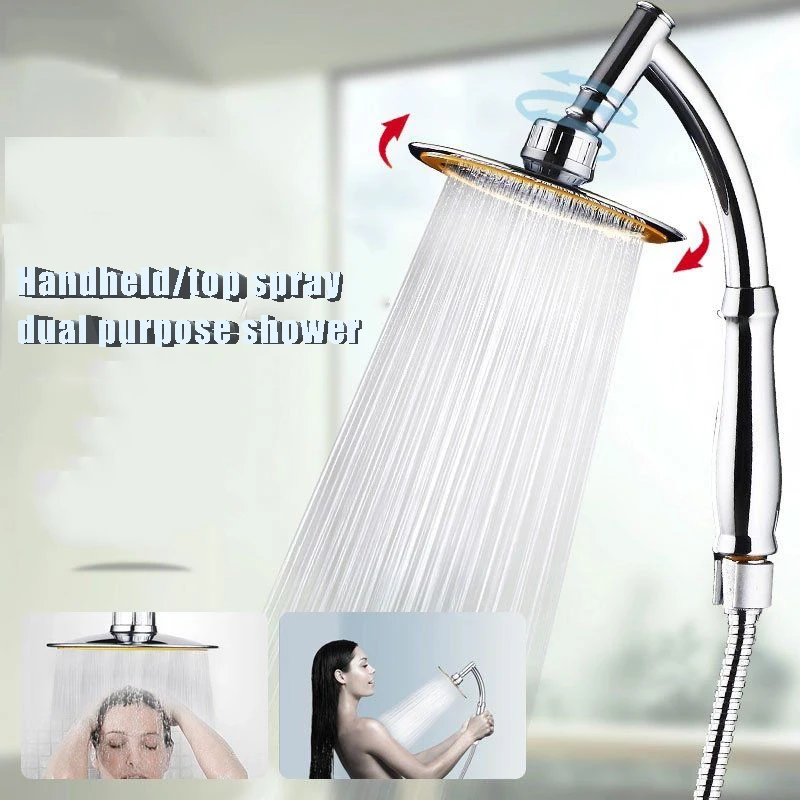 

Shower Head Bathroom 6 Inch Adjustable 2 Mode ABS Bathroom Shower Head Large Rainfall High Pressure Hand Held Shower Head