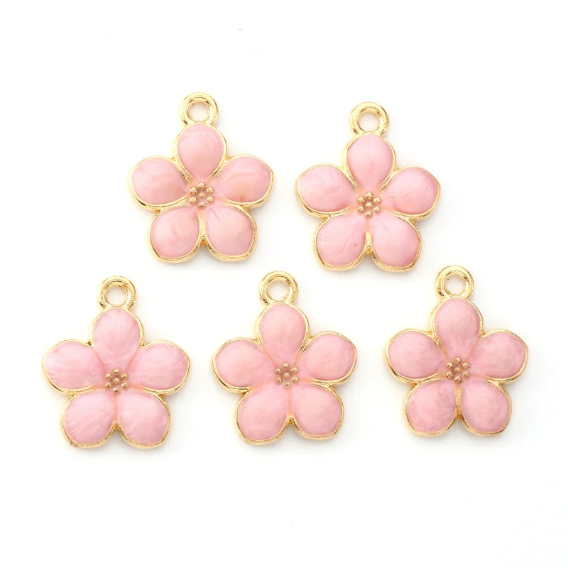 10pcs Small Flower Alloy Enamel Pendants Charms Cute DIY Earrings Necklace Jewelry Making Accessories Supplies 17x14.5x1.5mm - купить по