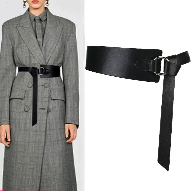 

New Wide Leather Corset Belt Female Tie Obi Thin Red Black Bow Leisure Belts for Lady Wedding Dress Waistband Women's Belts