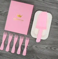 10set disposable tableware plate fork knife birthday cake knife and fork plate gift box set
