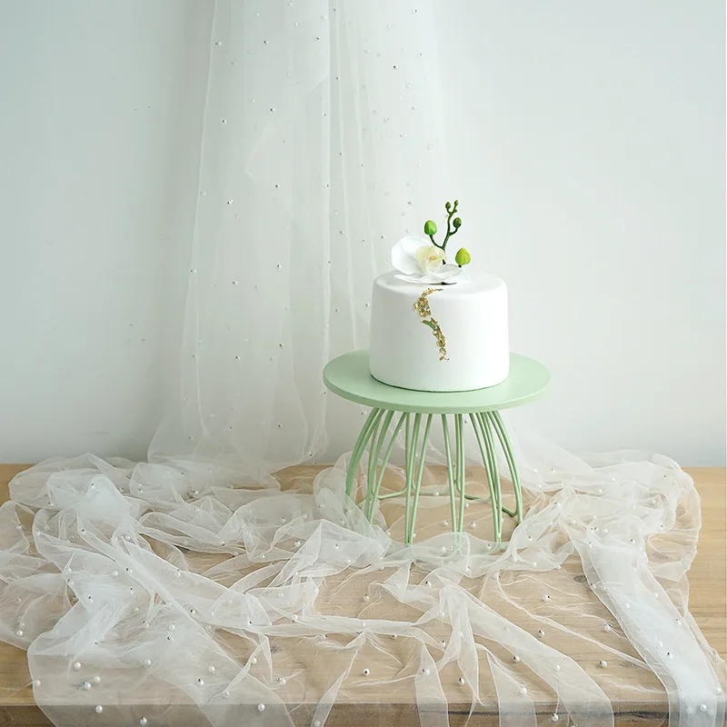 Скатерть из органзы прямоугольная с жемчугом базовая скатерть для стола декор