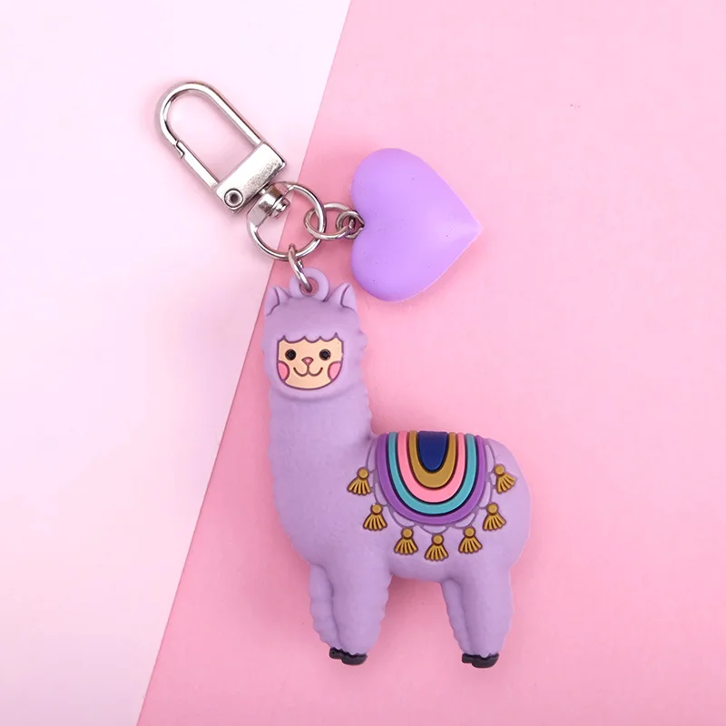 

Hot Sale Korean Fashion DIY Handmade Gift Llama Key Chain Women Bag Love Heart Color Ball Pendant Epoxy Alpaca Keyring Trinket