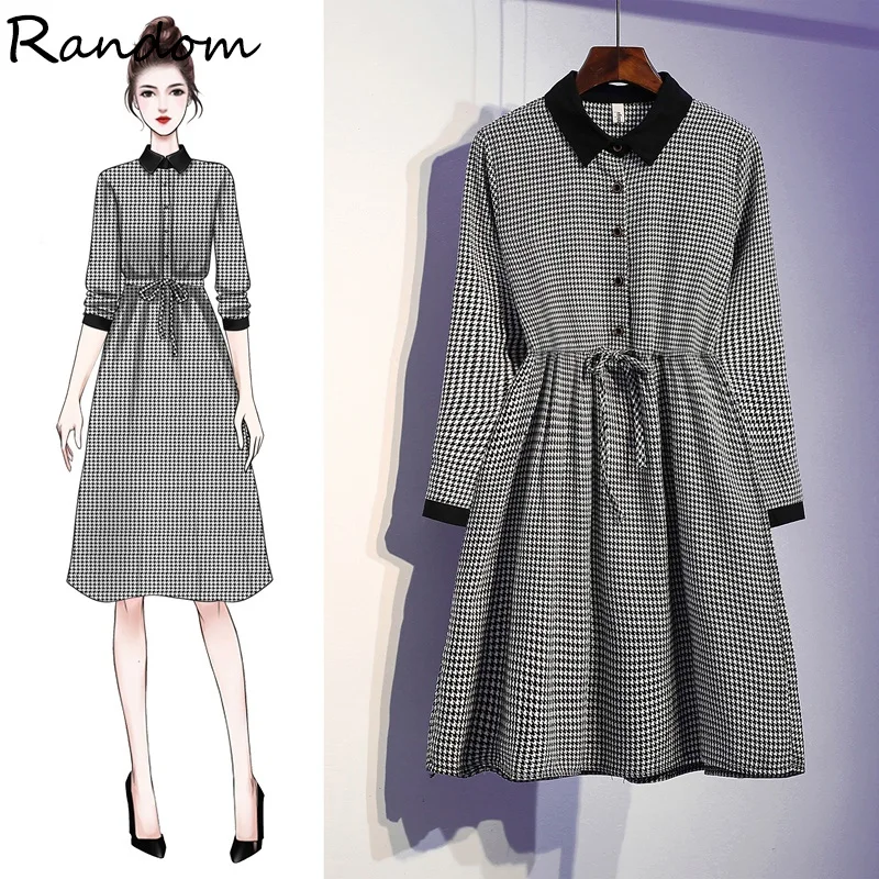 Женское повседневное осеннее платье размера плюс в Корейском стиле винтажное