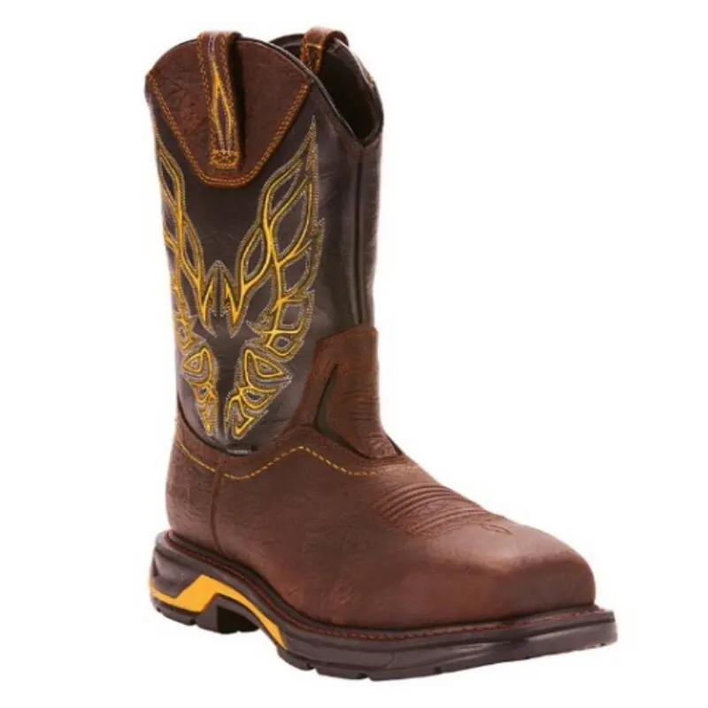 

New Men Shoes Fashion Trend Color Matching PU Classic Totem Embroidery Square Toe Ethnic Cowboy Rider Snow Martin Boots KS291