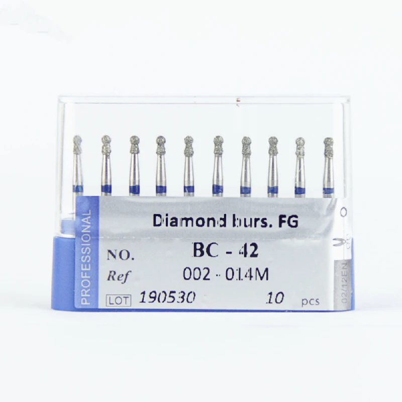 

20pcs dental burs BC-42 diamond burs for drill 002-014M blue rings medium grit round with collar shape burs dentistry tools