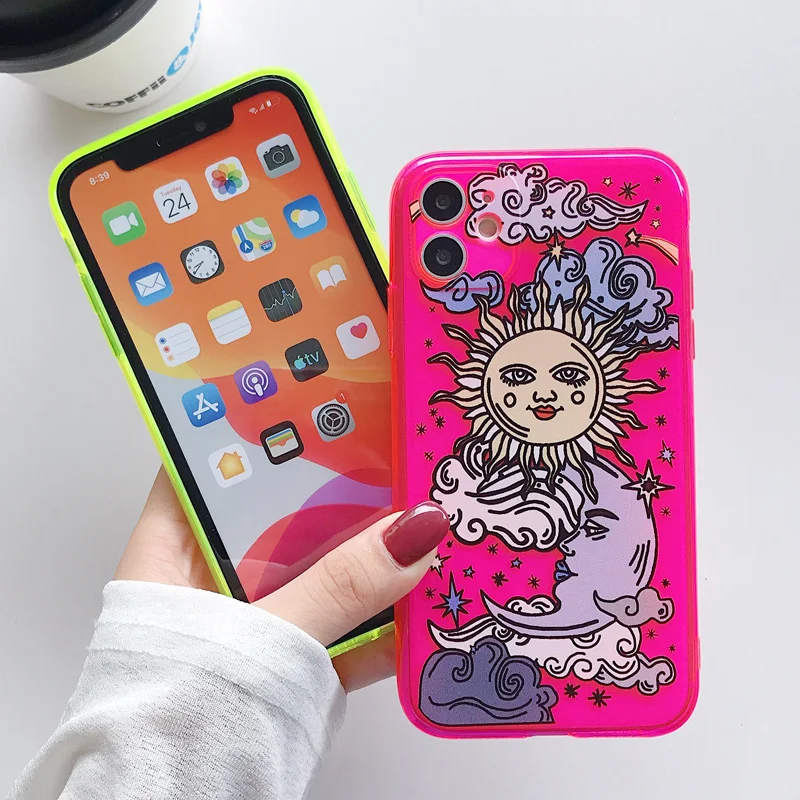 Флуоресцентный чехол USLION с солнцезащитным лицом для телефона iPhone 11 Pro Max X XR XS