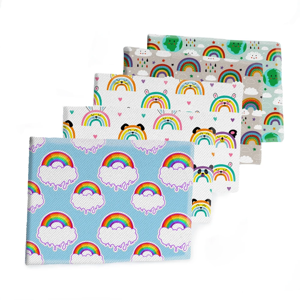 

Twill Rainbow Printed Polyester Cotton Material Patchwork Sewing Fabrics Quilt Needlework DIY Cloth 50*145cm