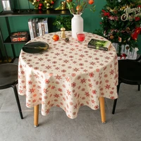 red bronzing round snowflake tablecloth japanese style printed cotton and linen holiday table mat