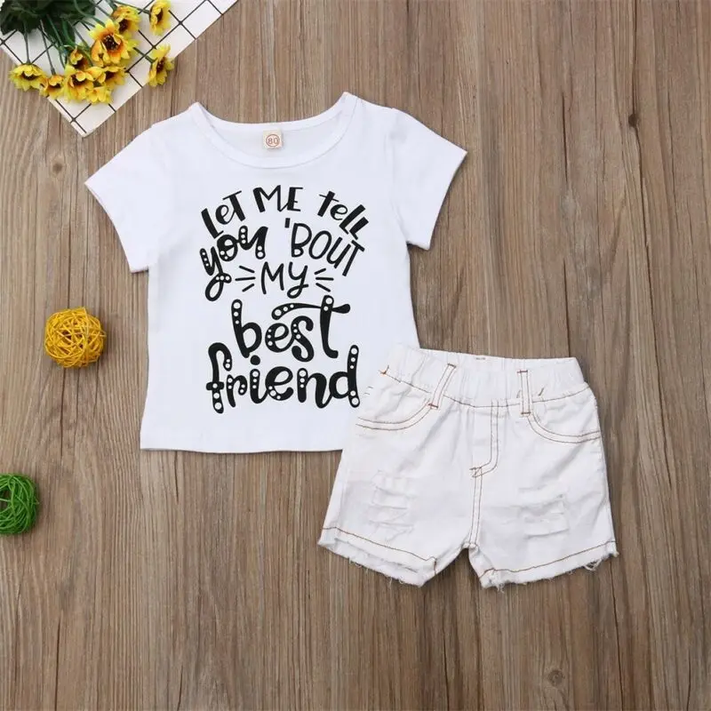 Комплект одежды для маленьких девочек футболка с короткими рукавами и надписью +