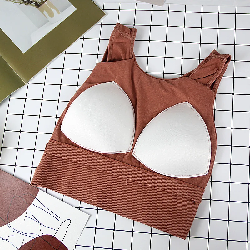 

New Sports Vest Women Elastic Tight Sleeveless Seamless Bralette Running Push Up Vest Sexy Crop Top Workout Yoga Vest With Pads