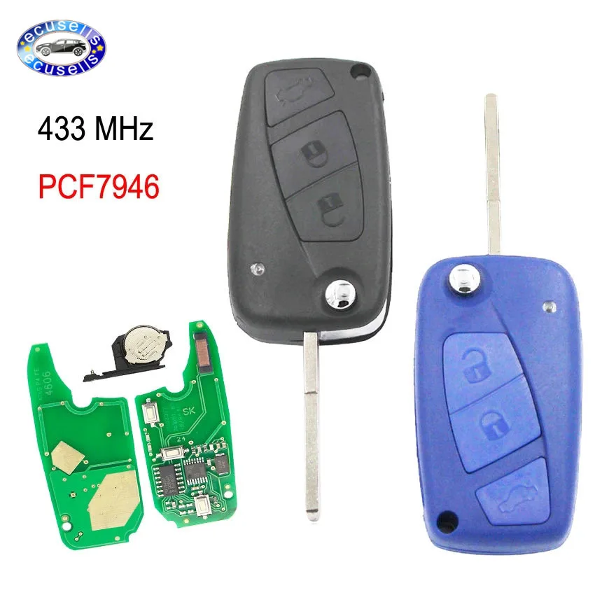 3 кнопки для дистанционного ключа Fiat 433 МГц PCF7946 чип ID46 откидное складное лезвие 500