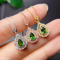kjjeaxcmy fine jewelry natural diopside 925 sterling silver women gemstone pendant necklace chain support test trendy
