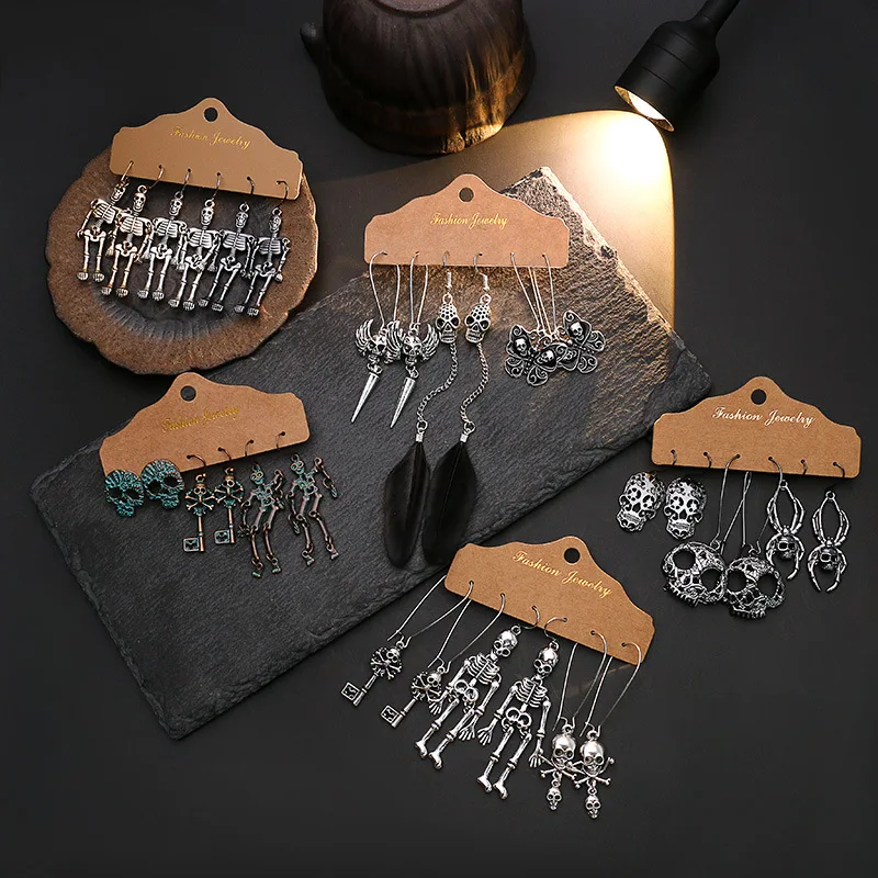 3 пары/компл. Комбинированные Серьги на Хэллоуин для женщин панк Индивидуальные